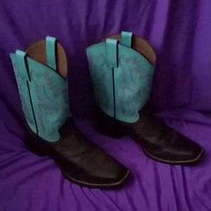 Teal & brown cowgirl 4.5 Justin boots